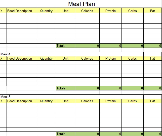 printable meal plan calendar