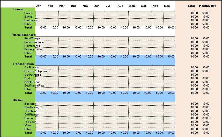 monthly savings spreadsheet