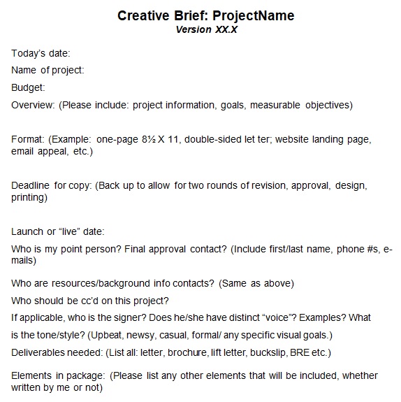 free creative brief template