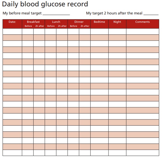 daily blood glucose record template