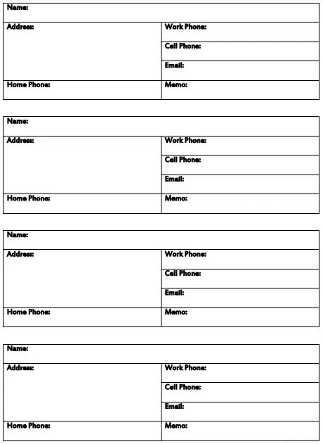 Free Printable Address Book Template Word Excel PDF Best Collections