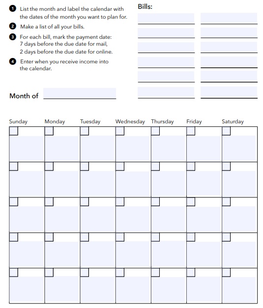 bill calendar template