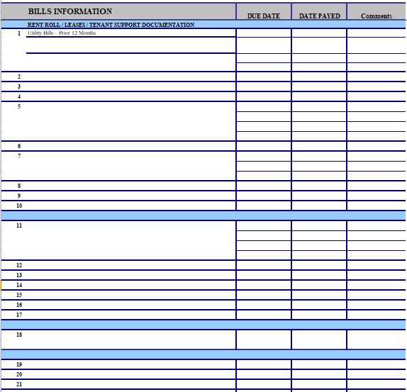 monthly bill payment checklist