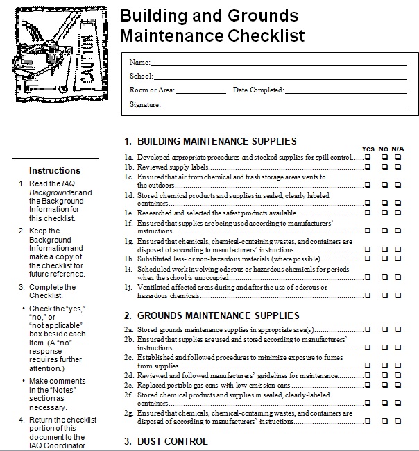Building Maintenance Checklist Template 12 Free Word Excel And Pdf