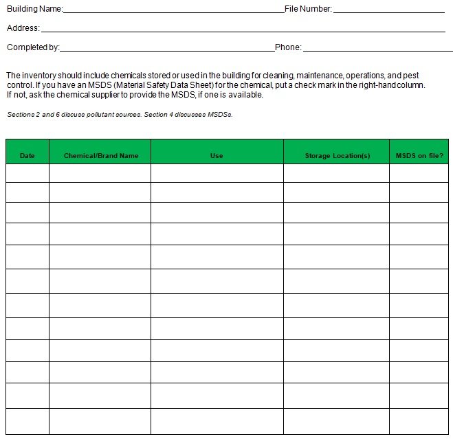 chemical inventory list template for ghs compliance