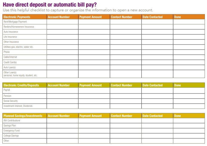 direct deposit or automatic bill pay template