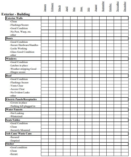 office building maintenance checklist template