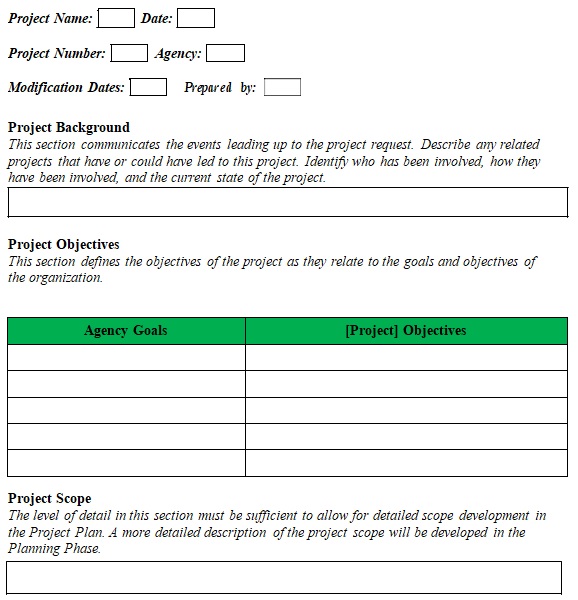 project charter template word