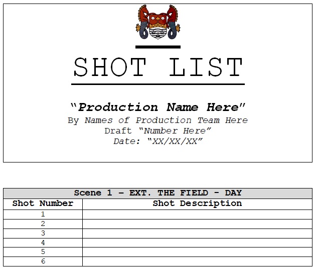 shot list template download