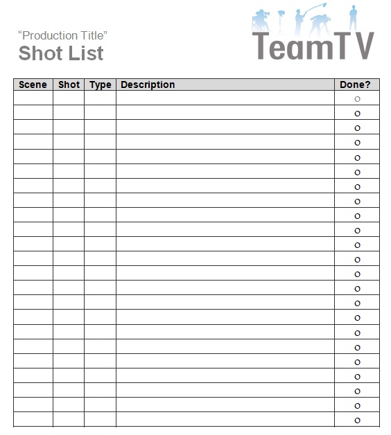 product photography shot list template