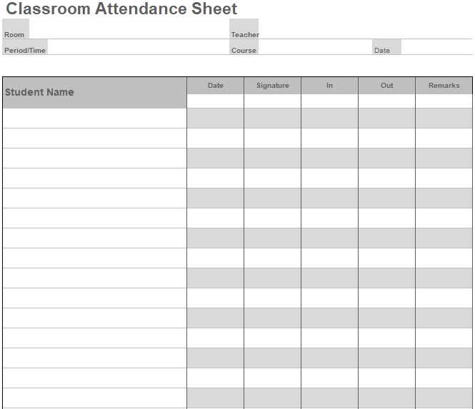 attendance sheet in excel