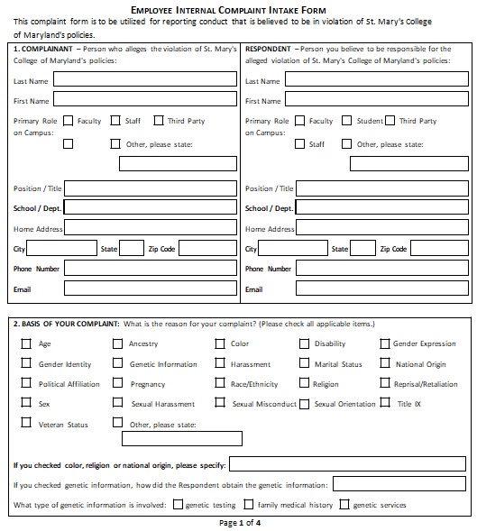employee complaint form doc