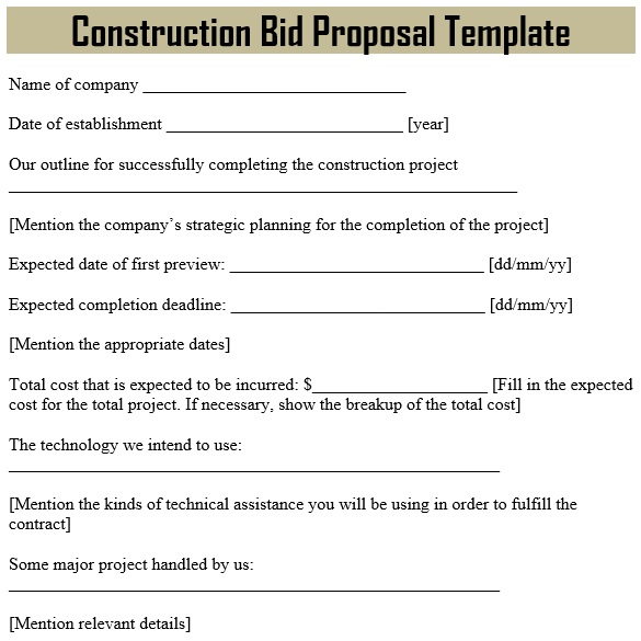 bid proposal template doc