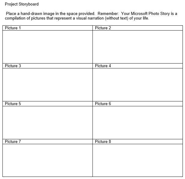 editable project storyboard template