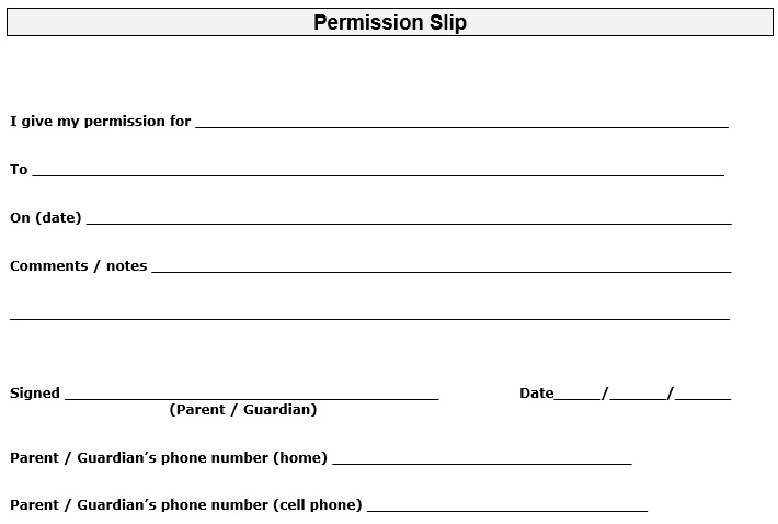 blank permission slip template