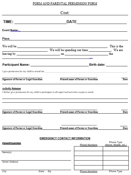 parent permission form