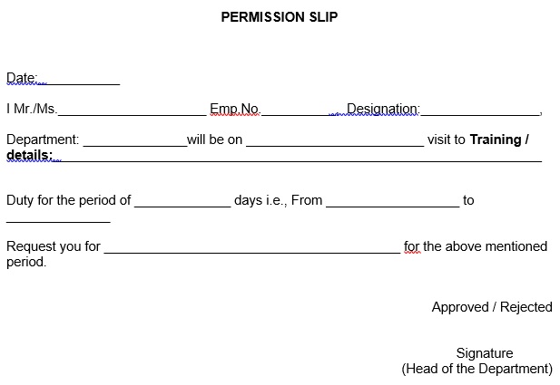permission slip format