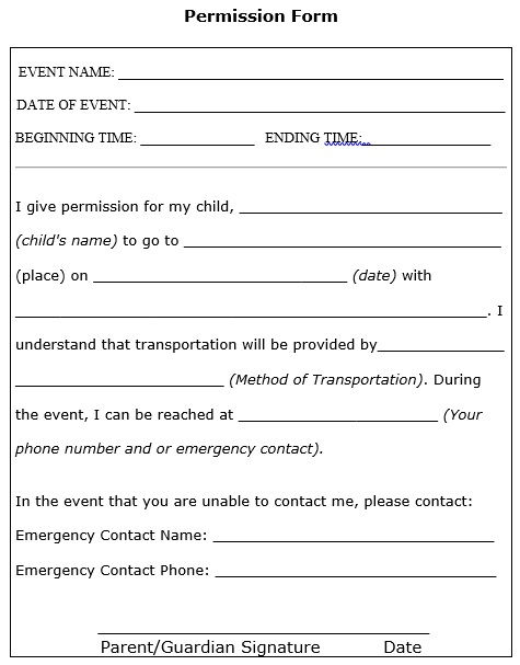 permission form template
