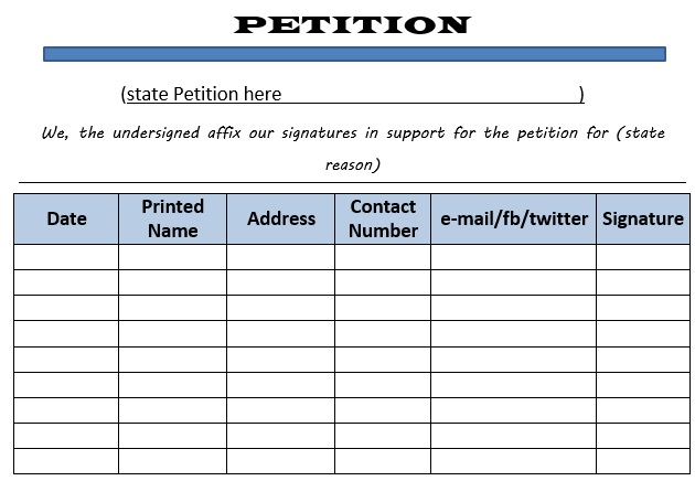 petition template word
