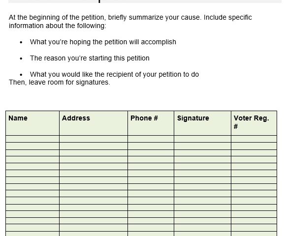 petition template doc