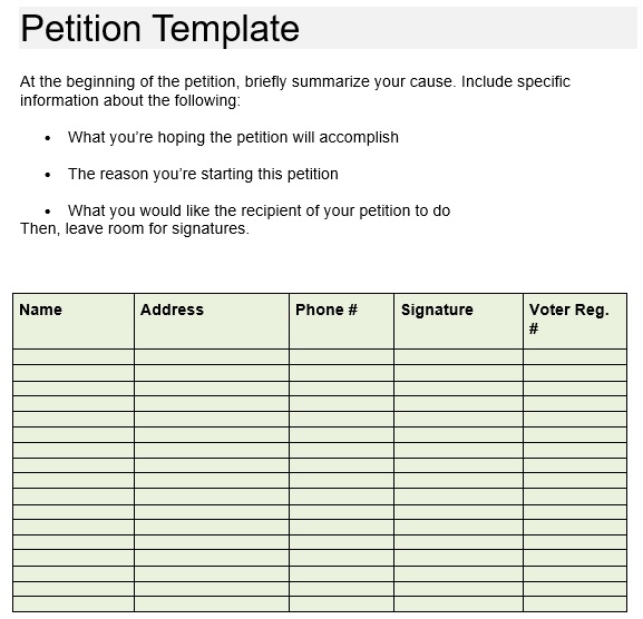 petition template doc