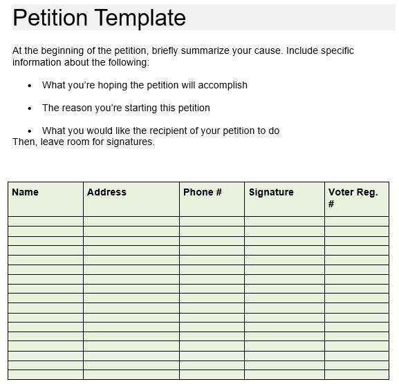 petition template doc