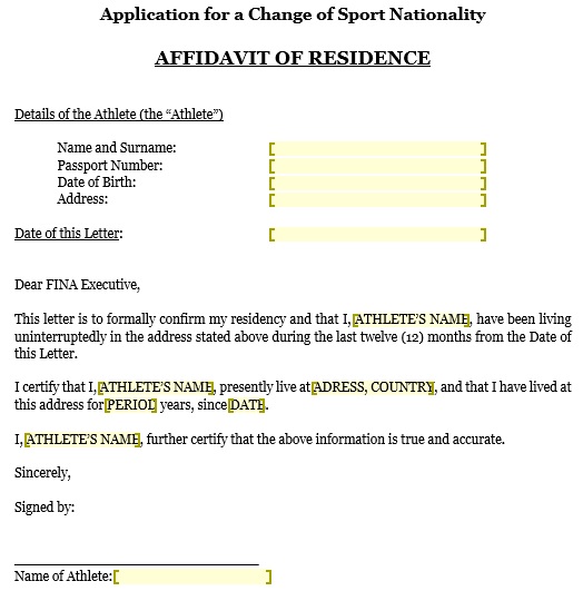 application letter for residence proof