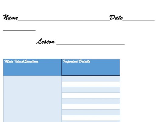 cornell notes template example