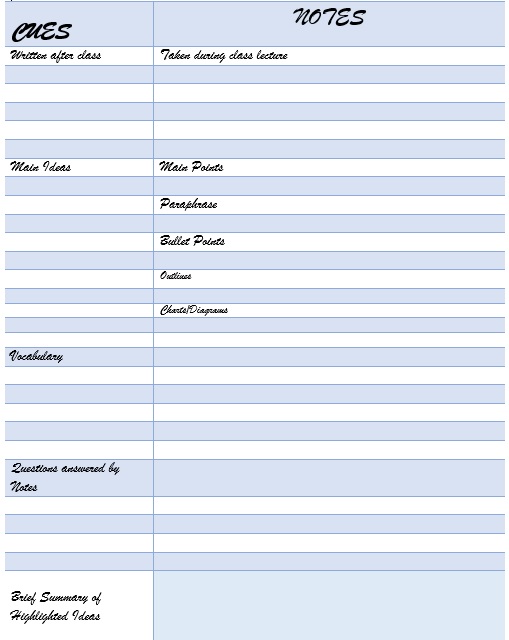 cornell notes template download
