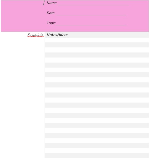 cornell notes template word document