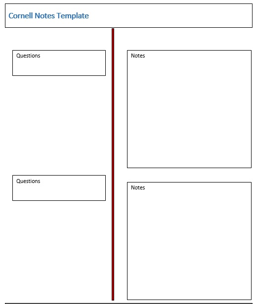 cornell notes editable template