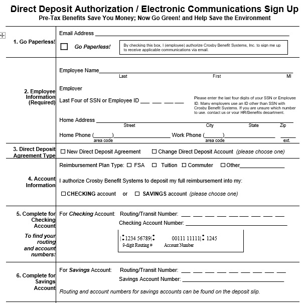 direct deposit authorization for electronic communications sign up