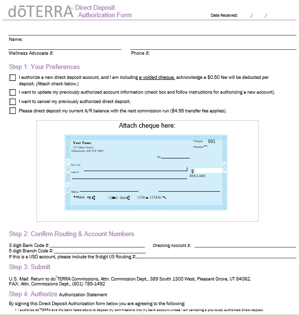 free direct deposit authorization form