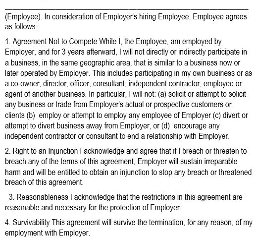 best non compete agreement template