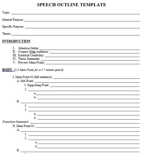 speech outline templates