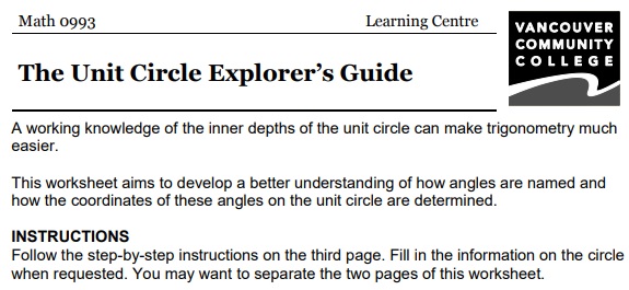 the unit circle explorer’s guide