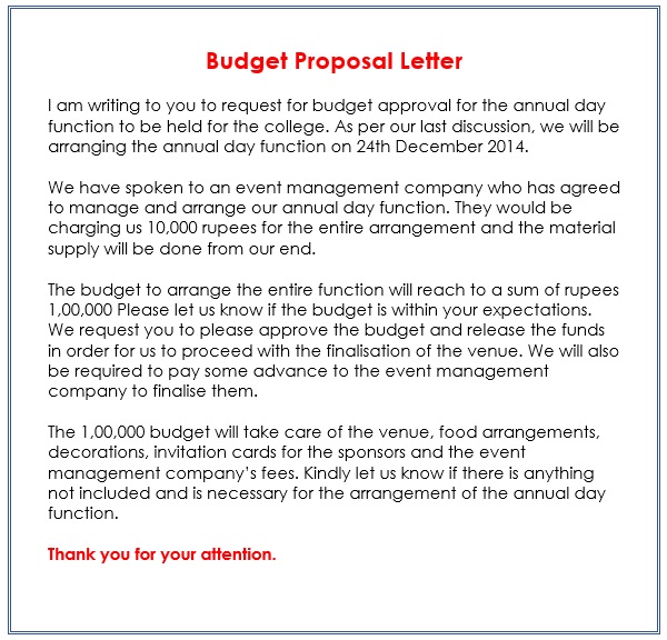 budget proposal letter format