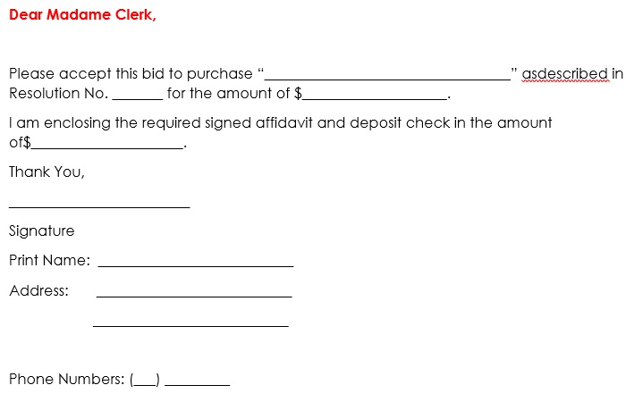 business letter format for clerk