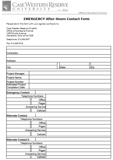 emergency after hours contact form