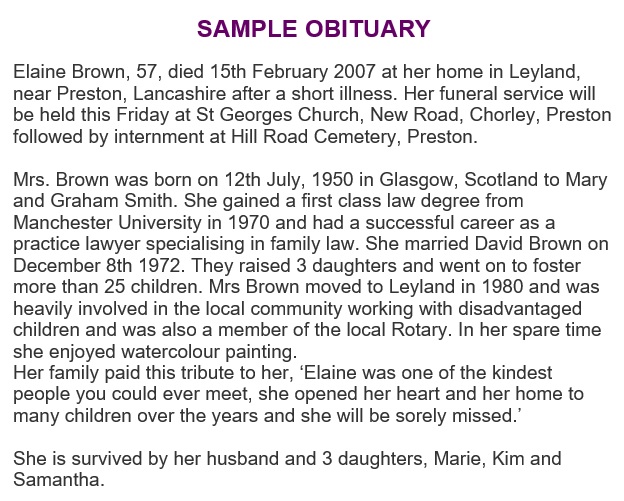 free online obituary template