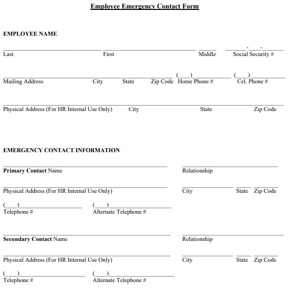 general employee emergency contact form