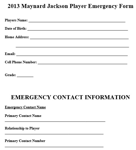 maynard jackson player emergency form