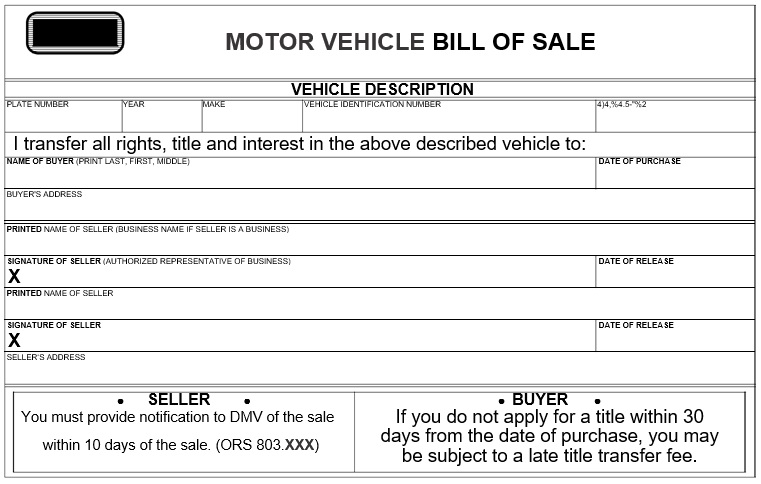 motorcycle bill of sale example
