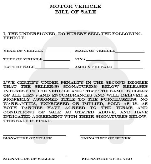 motorcycle bill of sale word document