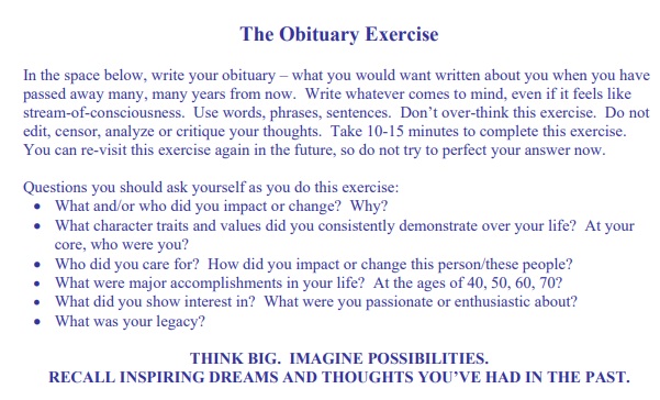 obituary exercise statement template