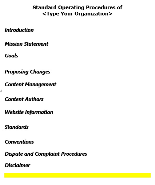 office standard operating procedures template
