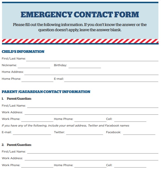 printable employee emergency contact form