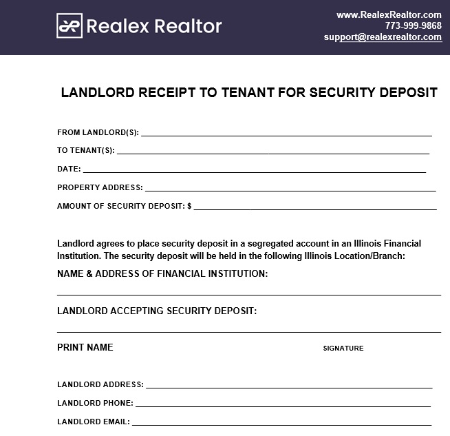 landlord receipt to tenant for security deposit template