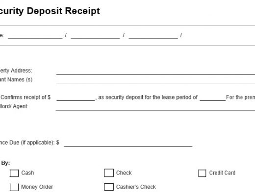 security deposit receipt template