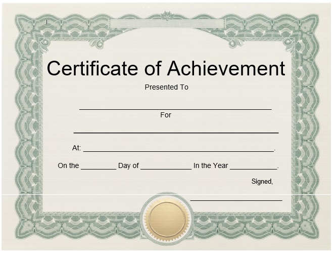 achievement award template